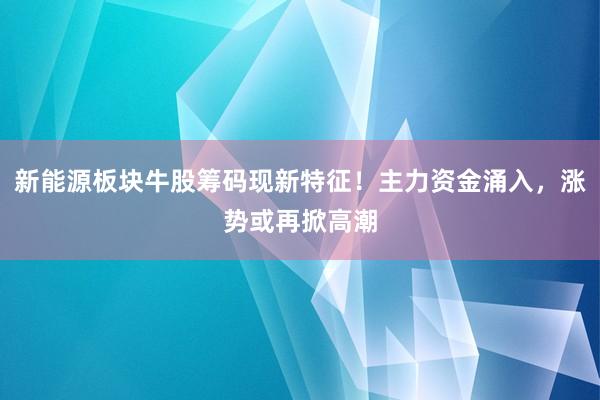 新能源板块牛股筹码现新特征！主力资金涌入，涨势或再掀高潮