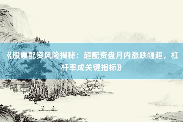 《股票配资风险揭秘：超配资盘月内涨跌幅超，杠杆率成关键指标》
