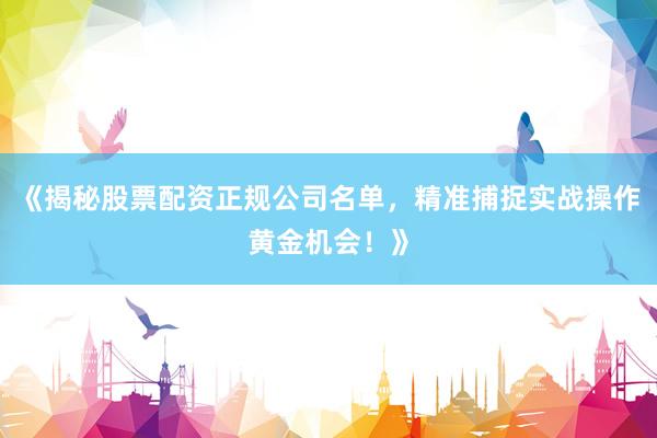 《揭秘股票配资正规公司名单，精准捕捉实战操作黄金机会！》