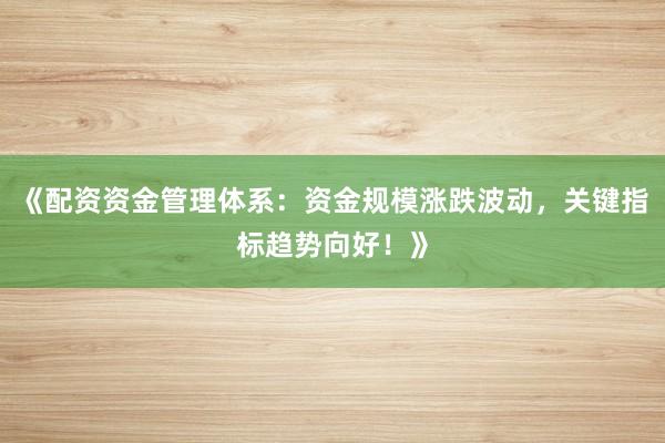 《配资资金管理体系：资金规模涨跌波动，关键指标趋势向好！》