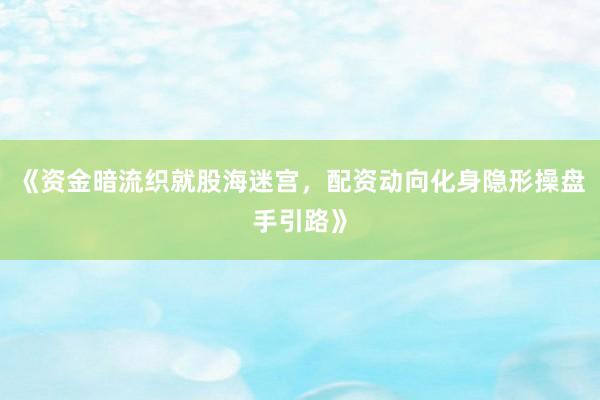 《资金暗流织就股海迷宫，配资动向化身隐形操盘手引路》