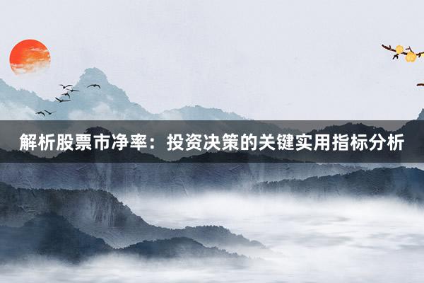 解析股票市净率：投资决策的关键实用指标分析