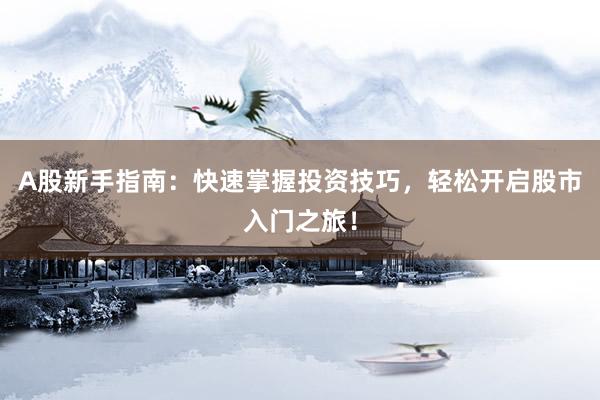 A股新手指南：快速掌握投资技巧，轻松开启股市入门之旅！
