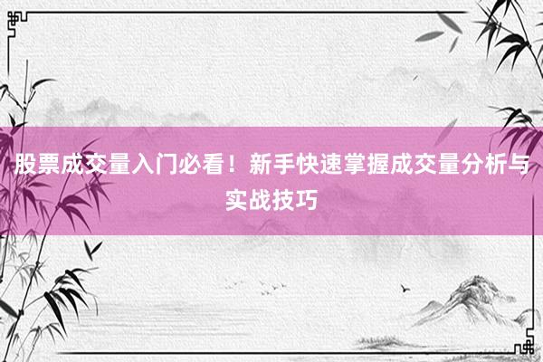 股票成交量入门必看！新手快速掌握成交量分析与实战技巧