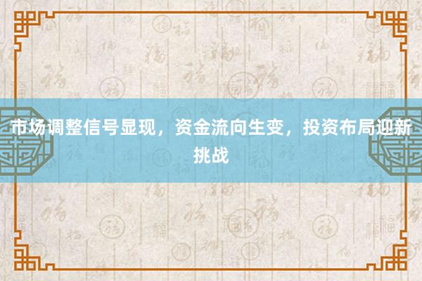 市场调整信号显现，资金流向生变，投资布局迎新挑战