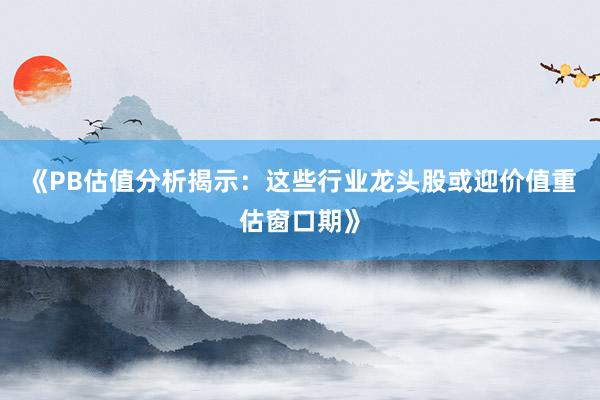 《PB估值分析揭示：这些行业龙头股或迎价值重估窗口期》