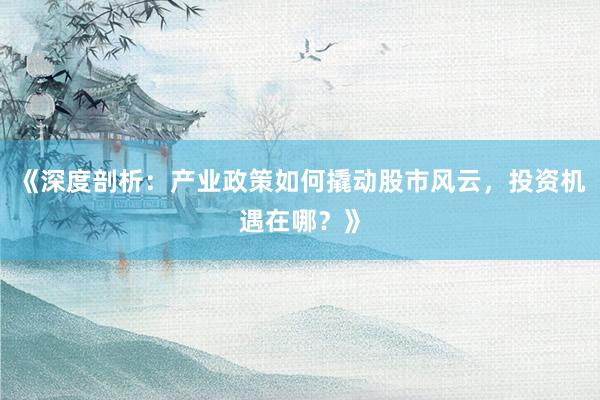 《深度剖析：产业政策如何撬动股市风云，投资机遇在哪？》